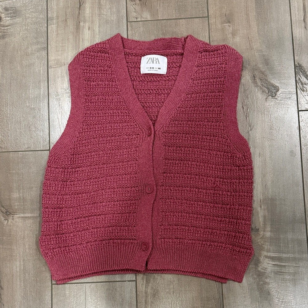 ZARA Sleeveless Knit Cardigan Vest - Dusty Rose